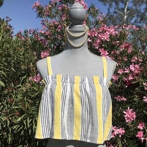 Iris Yellow and White Striped Crop Top Women's Size Small